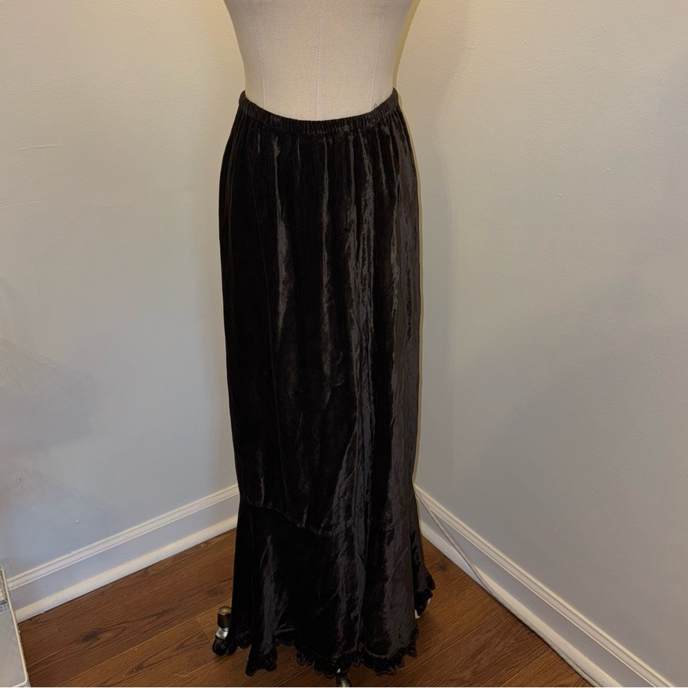 CP Shades Medium Chocolate Brown Crushed Velvet Maxi Skirt